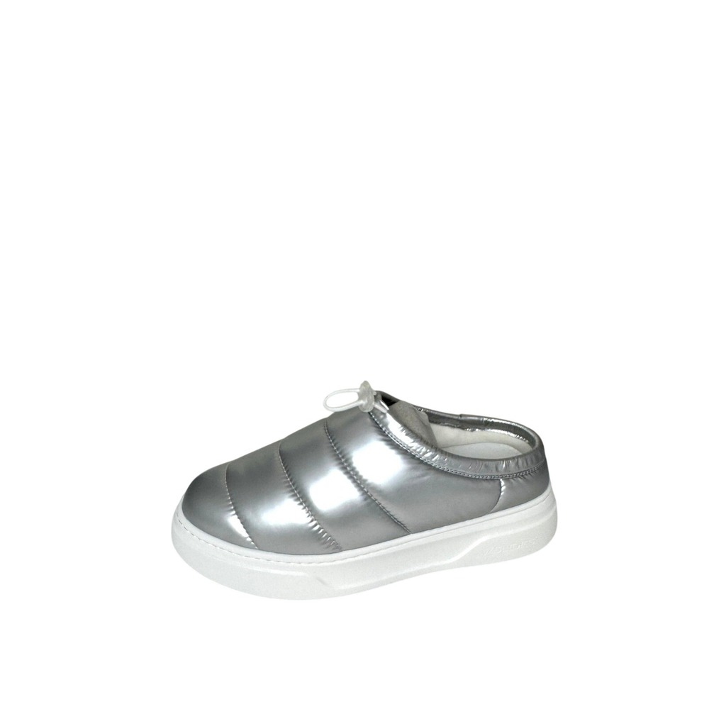 J/Slides NYC Coco Silver Nylon Puffer Mules Platform Slides Women 7M NIB‎